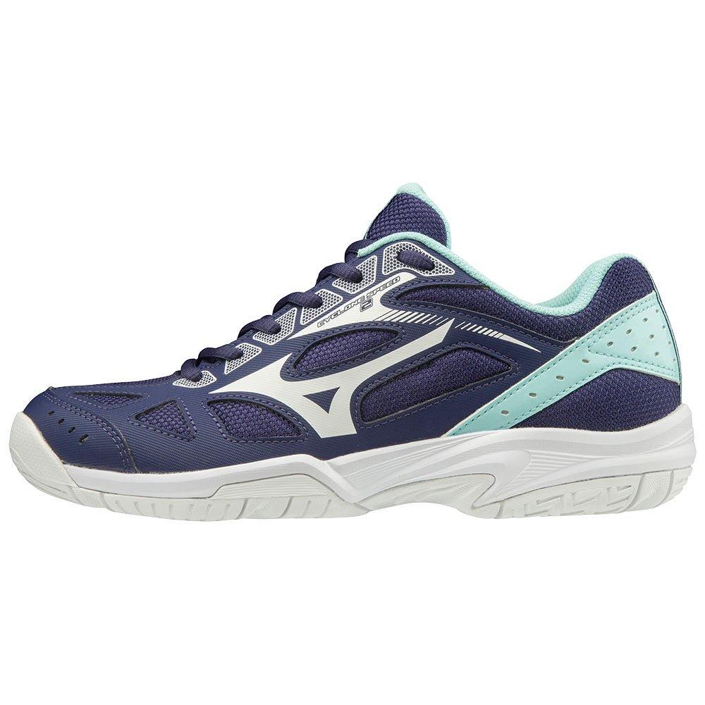 Men's Mizuno Volleyball Shoes White/Blue CYCLONE SPEED 2 Shoes - V1GC198015